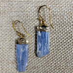 Load image into Gallery viewer, Gold Plated Blue Kyanite Earrings