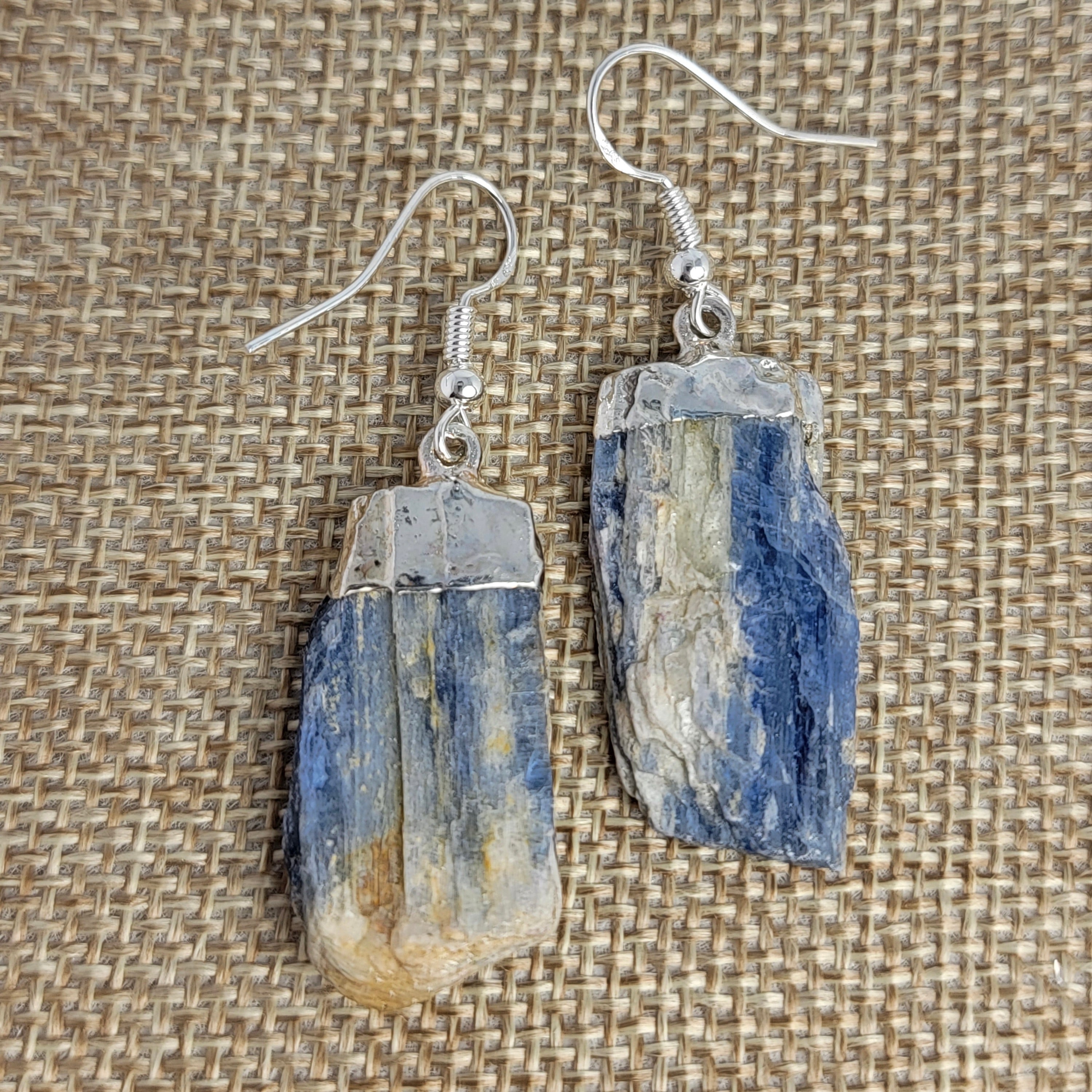 Silver Plated Blue Kyanite Earrings