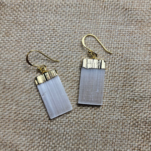 Gold Plated Selenite Earrings